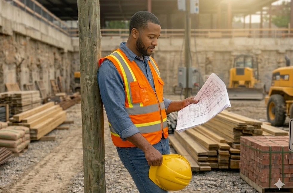 Blue collar worker on a construction site.