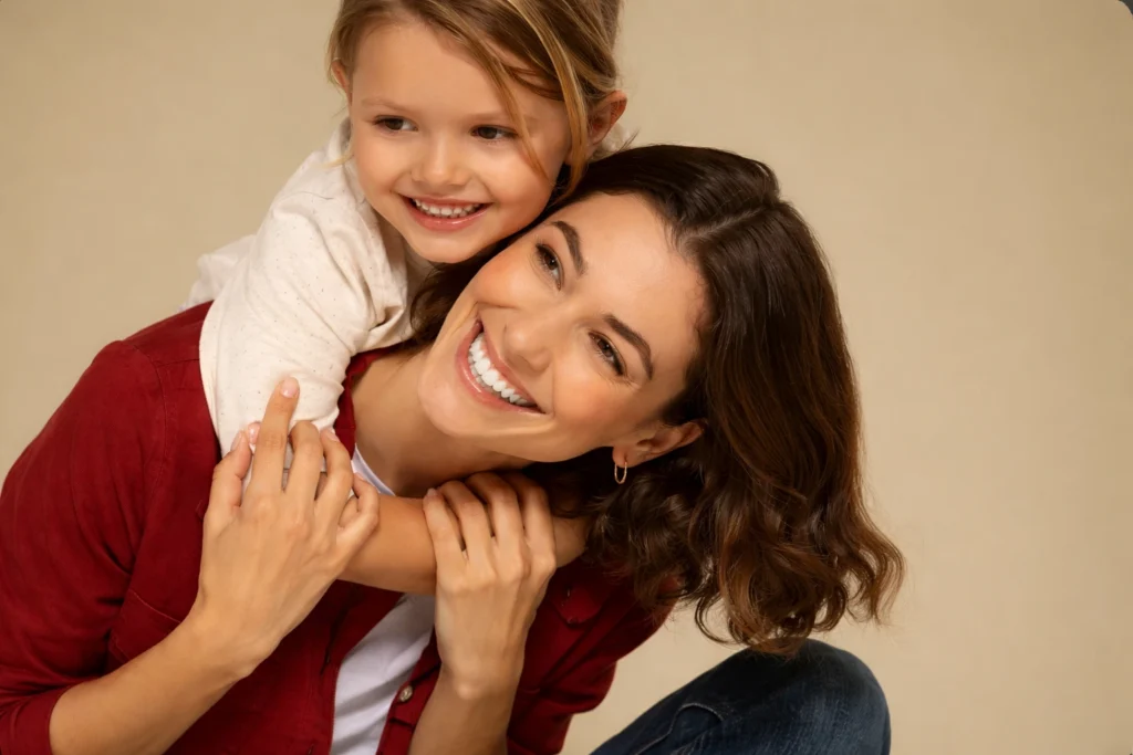 Mom being hugged by her daughter